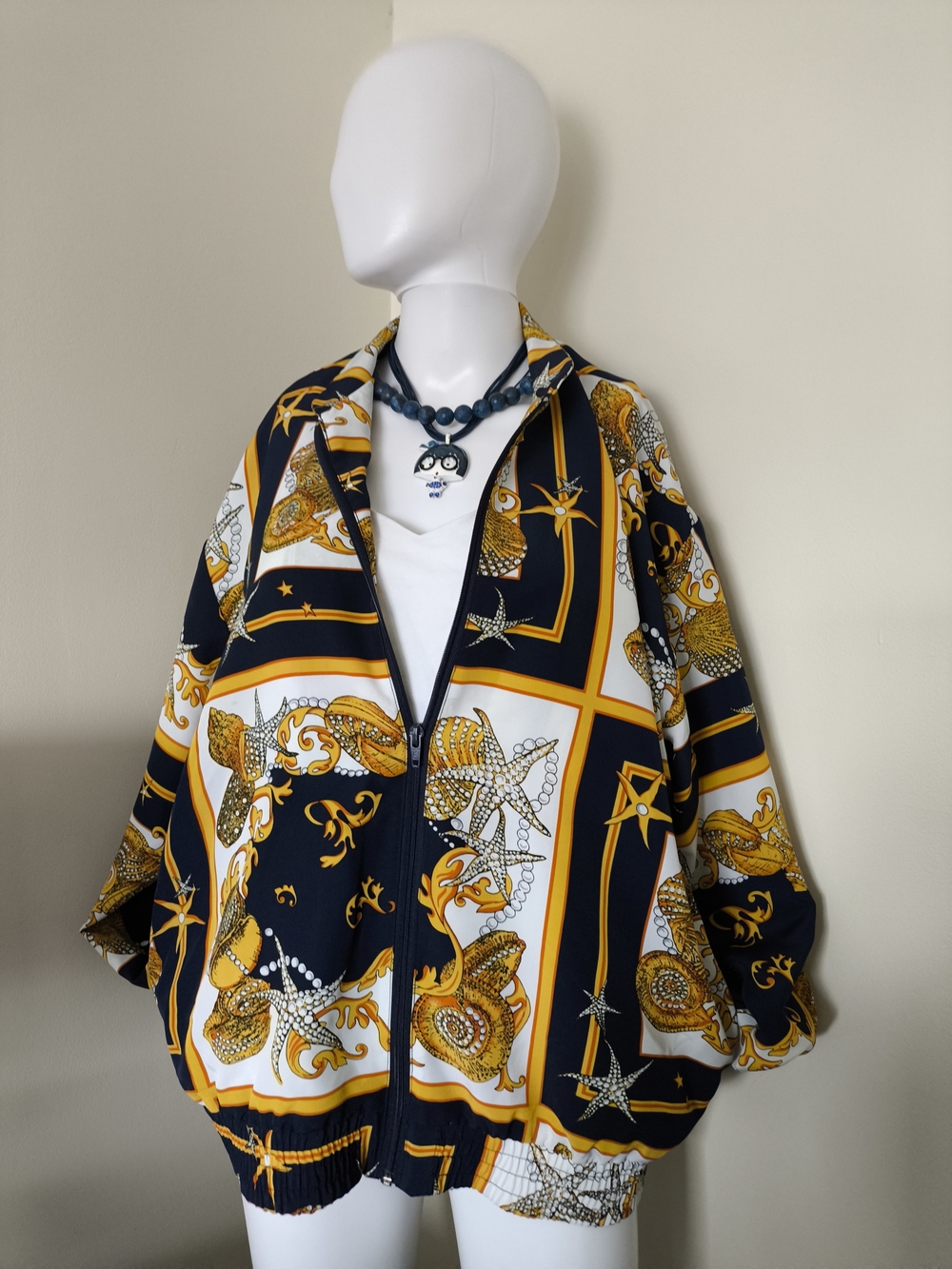 Vintage 80s/90s Joyce Baroque Seashell Print Windbreaker